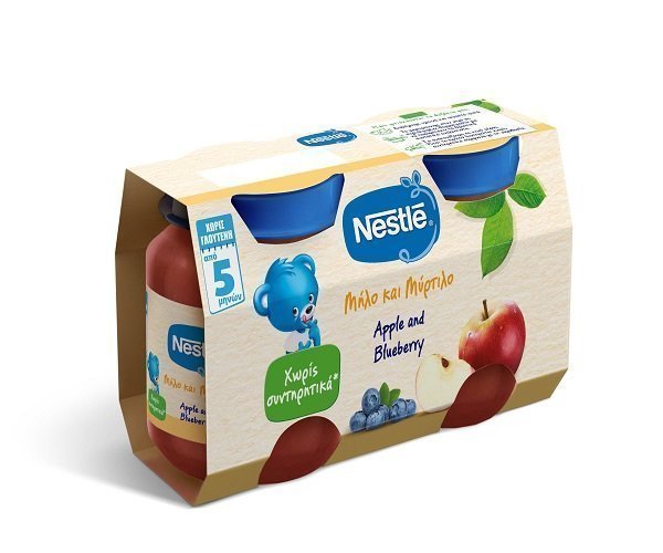 Φωτογραφία προϊόντος: Nestlé Παιδική Τροφή Μήλο & Μύρτιλο Βρεφικός Πολτός Φρούτων 2x125gr