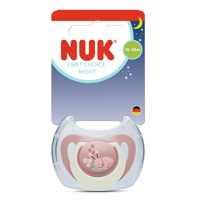 Φωτογραφία προϊόντος: NUK First Choice Night Πιπίλα Σιλικόνης 18–36 Μηνών – Κουνελάκι 1τμχ