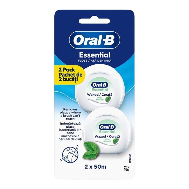 Φωτογραφία προϊόντος: Oral-B Essential Οδοντικό Νήμα Κηρωμένο με Γεύση Μέντας 50m, 2τμχ