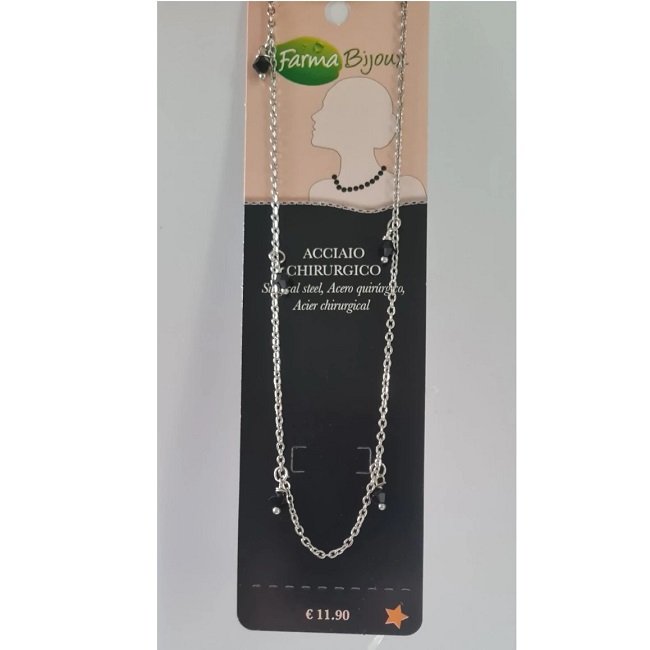 Φωτογραφία προϊόντος: Farma Bijoux Υποαλλεργικό Κολιέ με Αλυσίδα με Μαύρα Πετράδια