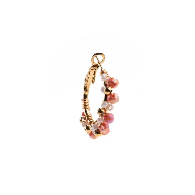 Φωτογραφία προϊόντος: Borghetti Pharma Art 1199 Σκουλαρίκια Gold Big Hoop With Pearls Pink 1 ζευγάρι