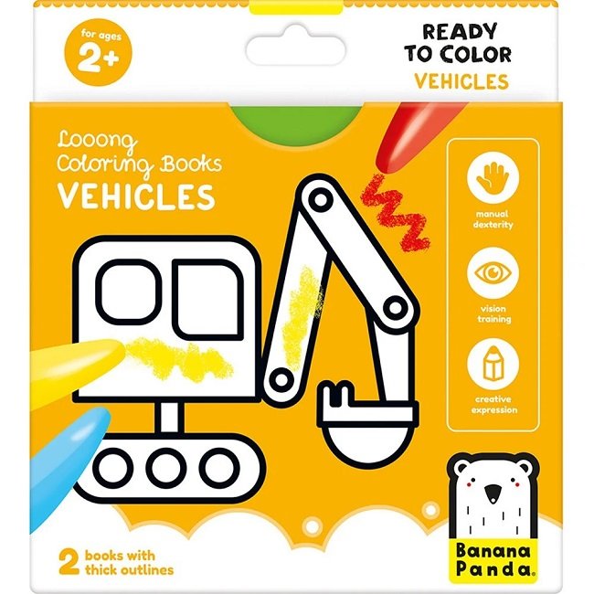Φωτογραφία προϊόντος: Banana Panda Looong Coloring Books Βιβλία Ζωγραφικής 3 Years+ Vehicles, 2τμχ