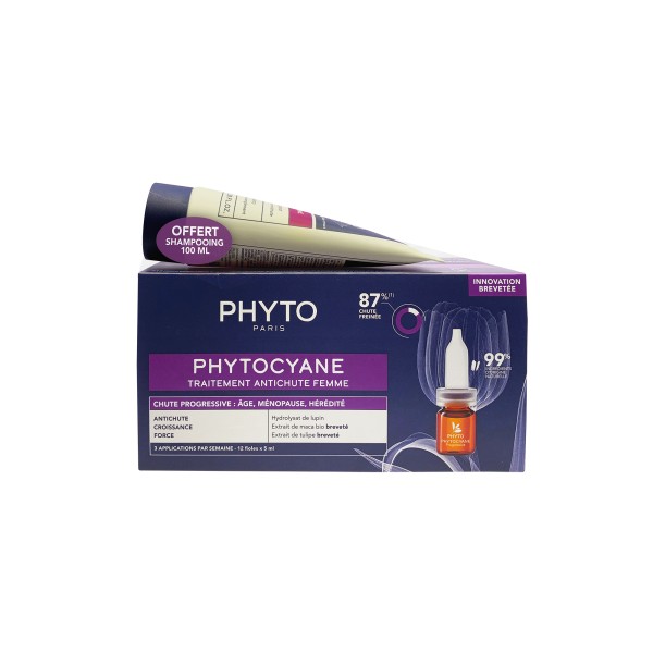 Φωτογραφία προϊόντος: Phyto Promo Phytocyane Progressive Hair Loss Treatment for Women 12 αμπούλες x 5ml +amp; Invigorating Shampoo 100ml