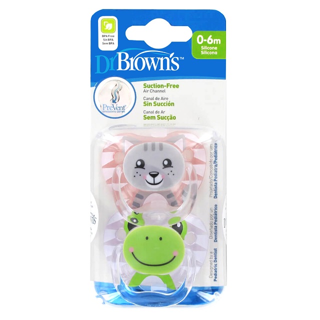 Φωτογραφία προϊόντος: Dr Browns Dr. Brown s Prevent, Ορθοδοντική Πιπίλα Σιλικόνης Με Σχέδια Ζωάκια, Για 0-6 Μηνών, 2τμχ