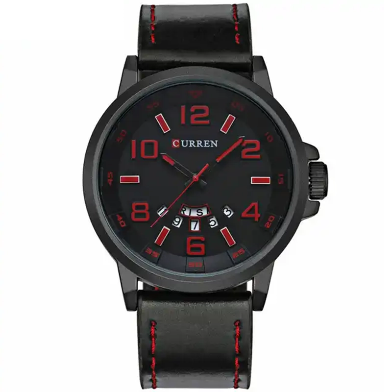 Φωτογραφία προϊόντος: Curren 8240 Black Red Ανδρικό Ρολόι με Δερμάτινο Λουράκι