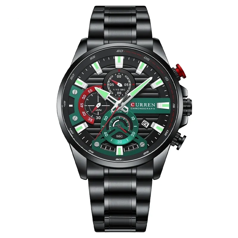 Φωτογραφία προϊόντος: Curren 8415 Black Green Ανδρικό Ρολόι με Μπρασελέ