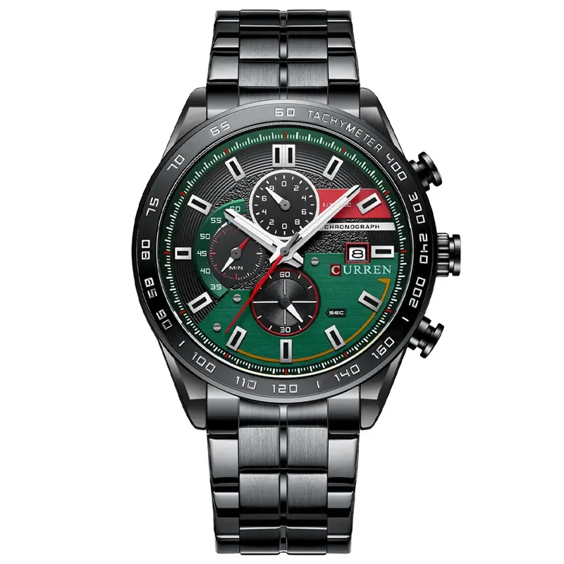 Φωτογραφία προϊόντος: Curren 8410 Black Green Ανδρικό Ρολόι με Μπρασελέ