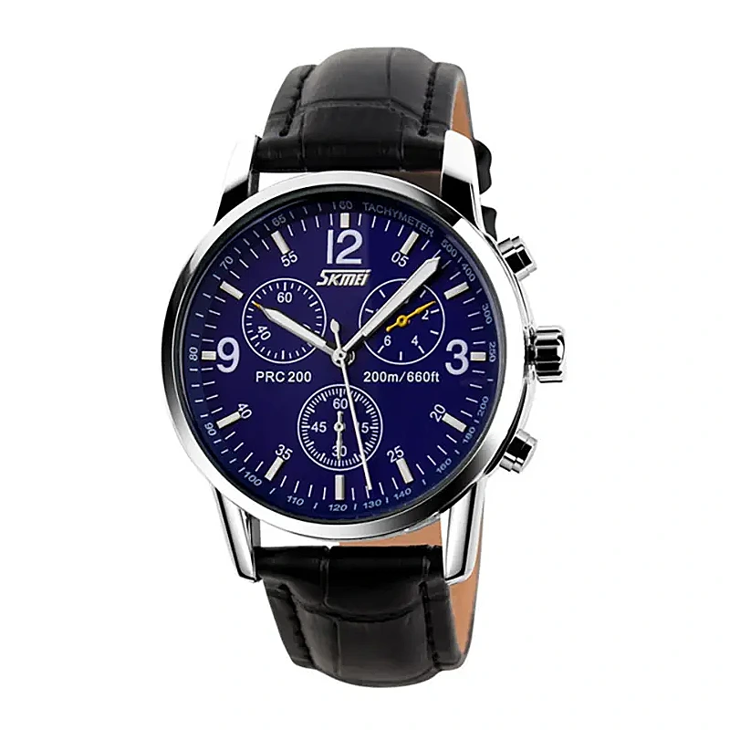 Φωτογραφία προϊόντος: SKMEI 9070 Leather Black Blue Ανδρικό Ρολόι