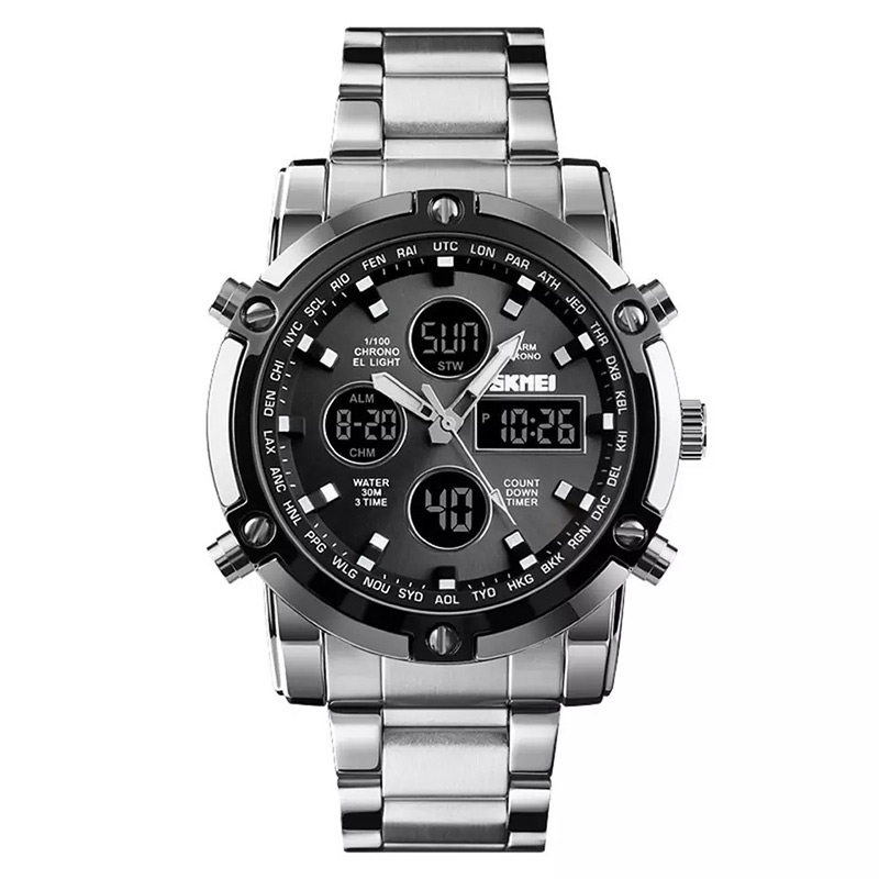 Φωτογραφία προϊόντος: SKMEI 1389 Silver Black Ανδρικό Ρολόι με Μπρασελέ