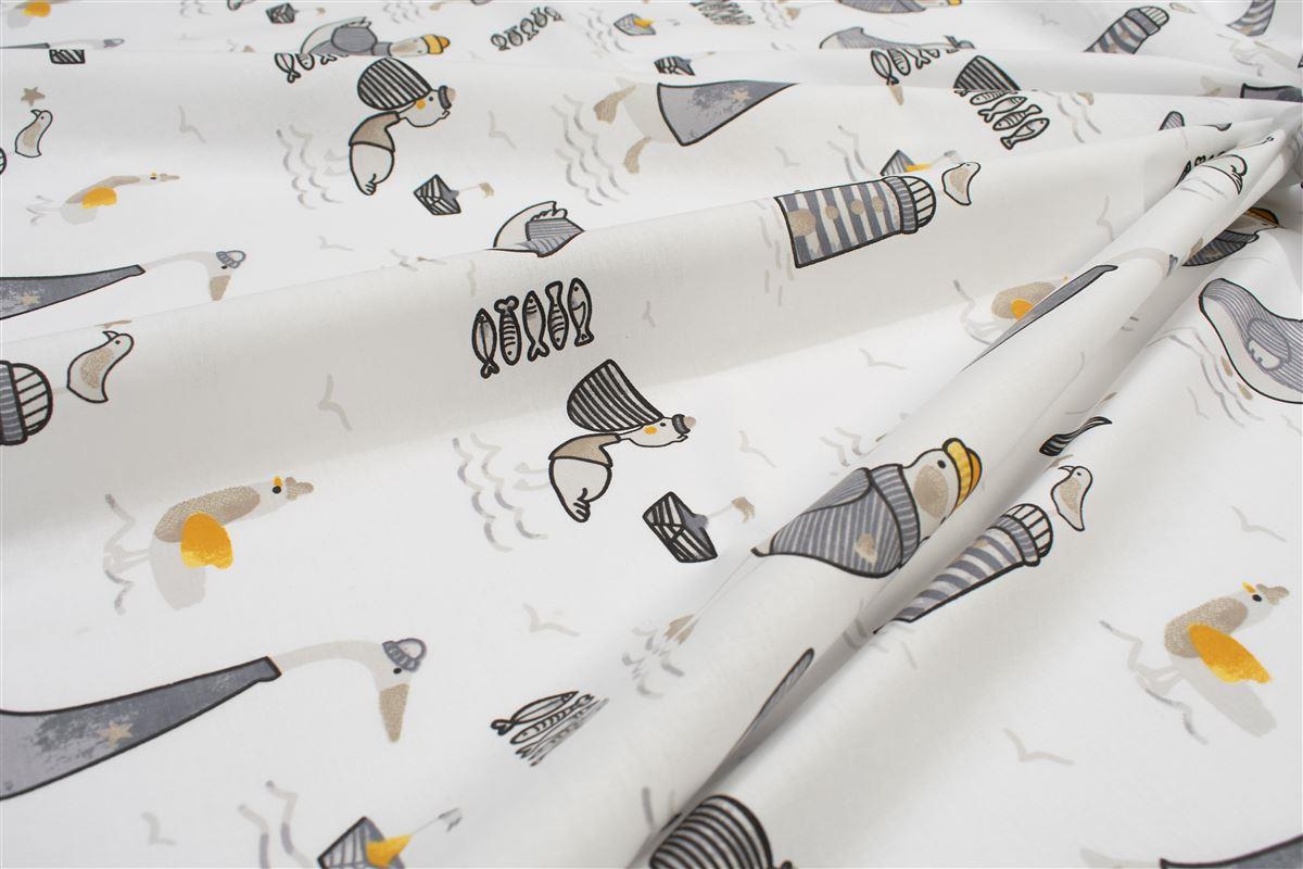 Φωτογραφία προϊόντος: Dimcol Πάνα Χασέ bebe Seabirds 578 80X80 White-Grey 100% Cotton