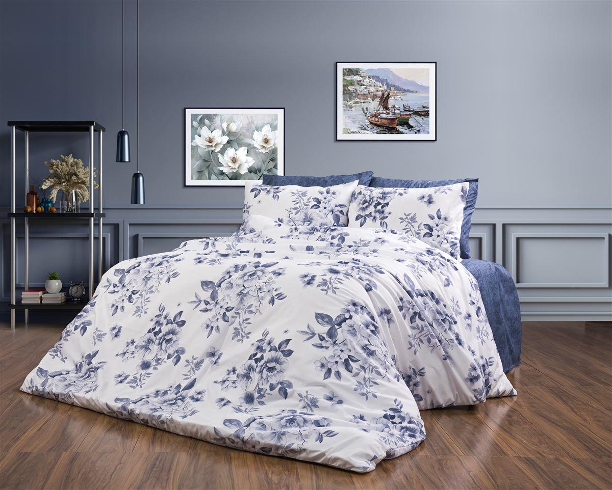 Φωτογραφία προϊόντος: Dimcol Παπλωματοθήκη Εμπριμέ Βερονίκη 486 160X240 White-Blue 70/30 Cott/Pol