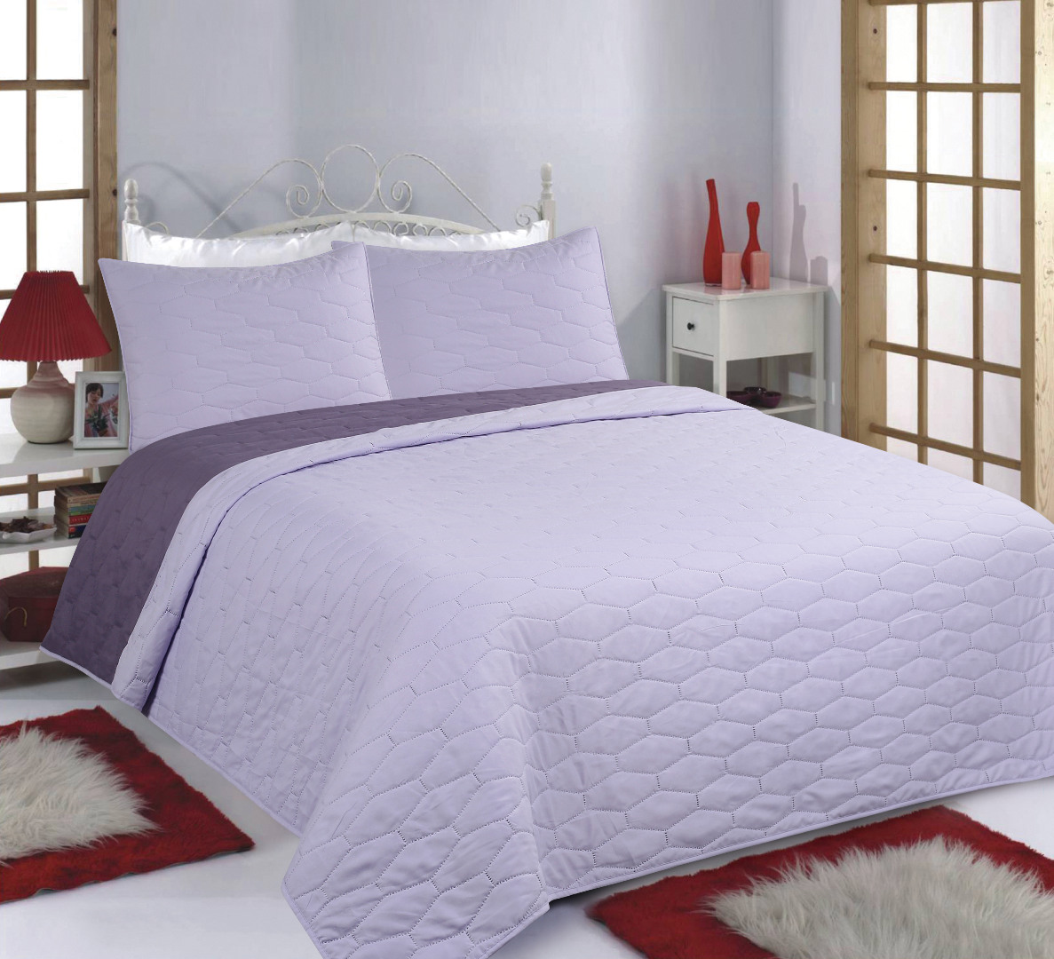 Φωτογραφία προϊόντος: SilkFashion ΚΟΥΒΕΡΛΙ σετ (170cm x 220cm + 1 x 50cm x 70cm) RUBY lila/purple - -