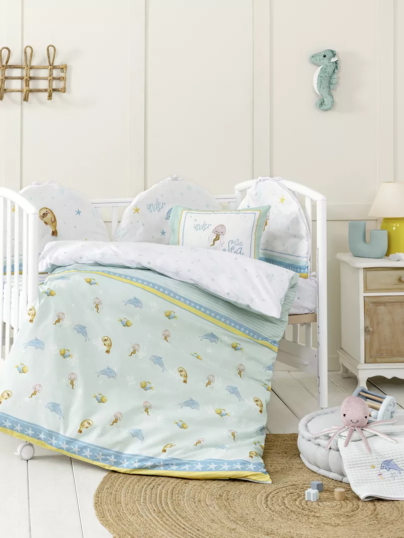 Φωτογραφία προϊόντος: Nima Home Κουβερλί Sea Love Τυρκουάζ Κούνιας 100x140