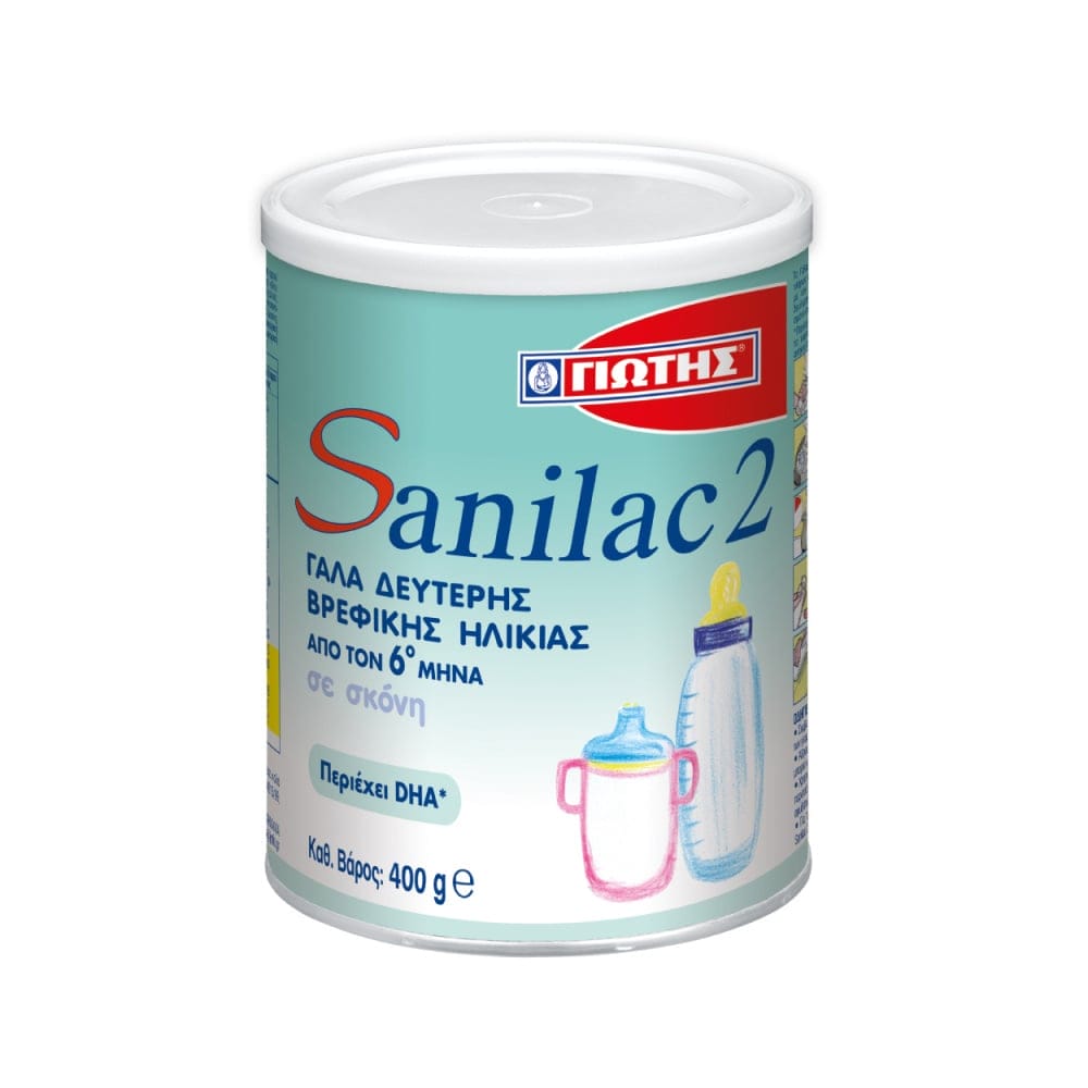 Φωτογραφία προϊόντος: SANILAC - 2 Γάλα Δεύτερης Βρεφικής Ηλικίας σε σκόνη από τον 6ο μήνα - 400gr