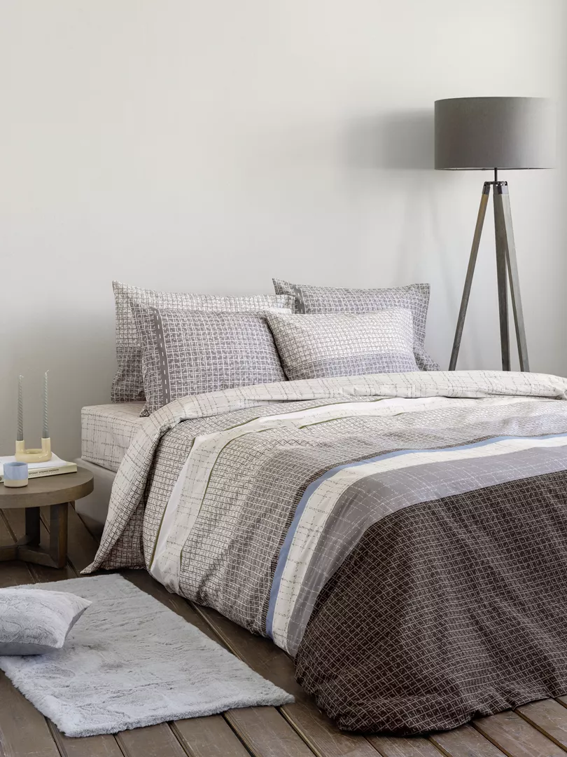 Φωτογραφία προϊόντος: Nima Home Σετ Παπλωματοθήκη Sharp Γκρι, Εκρού Μονή (1 x 160x240 + 1 Μαξιλαροθήκη 52x72)