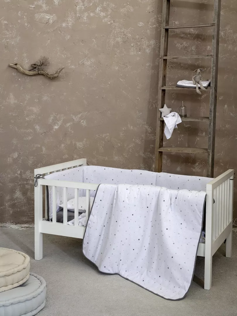 Φωτογραφία προϊόντος: Nima Home Σετ Σεντόνια Nene - Gray Γκρι, Λευκό Κούνιας (2 x 120x170 + 1 Μαξιλαροθήκη 30x40)