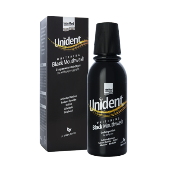Φωτογραφία προϊόντος: Intermed Unident Whitening Black Mouthwash 250 ml