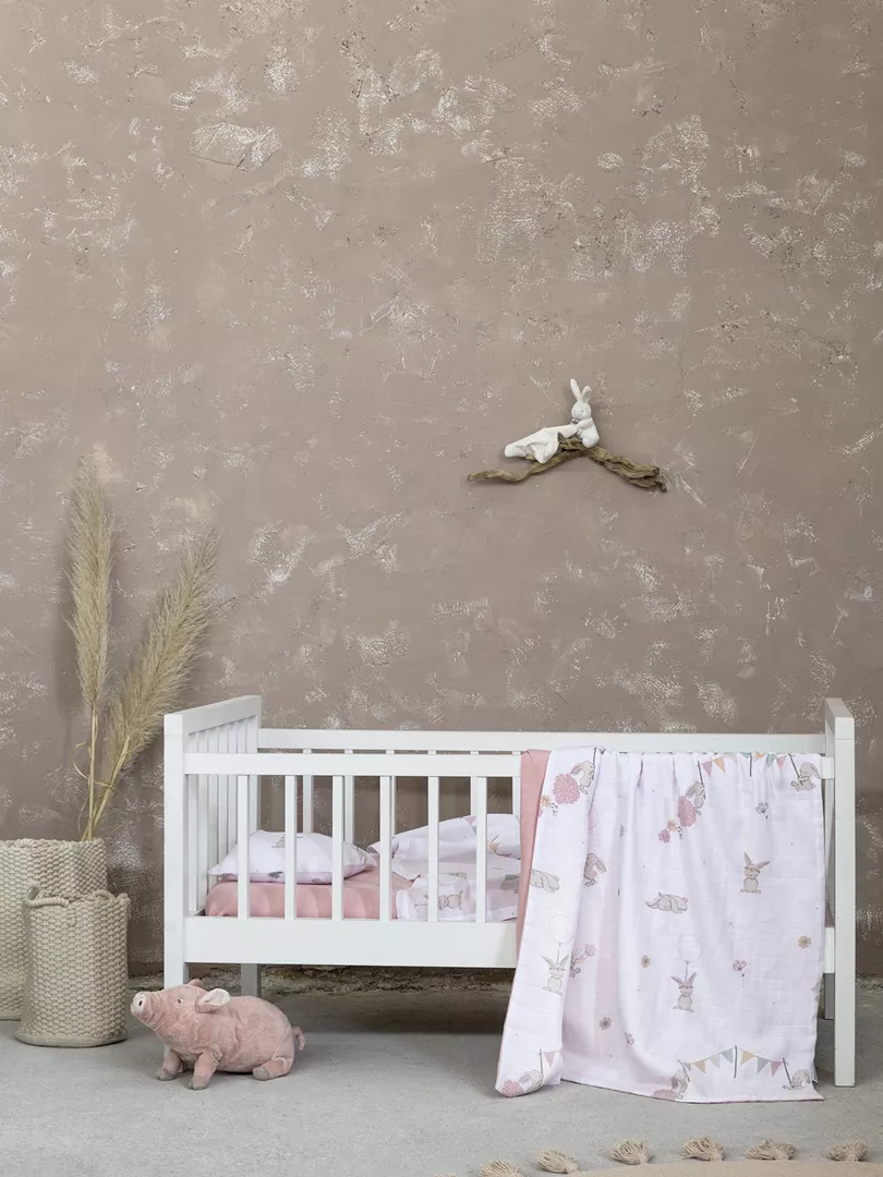 Φωτογραφία προϊόντος: Nima Home Σετ Σεντόνια Bunny Love Ροζ, Λευκο Κούνιας (2 x 120x170 + 1 Μαξιλαροθήκη 30x40)