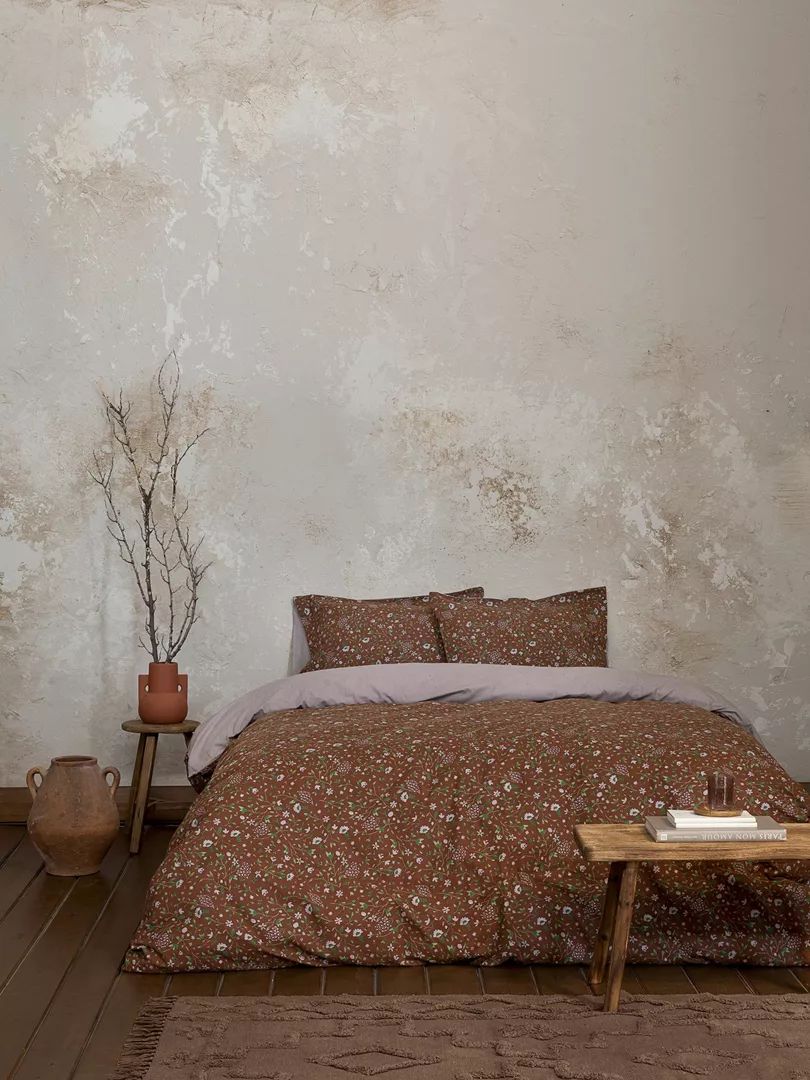 Φωτογραφία προϊόντος: Nima Home Σετ Σεντόνια Wild Flower Καφέ Μονά (2 x 170x260 + 1 Μαξιλαροθήκη 50x70)