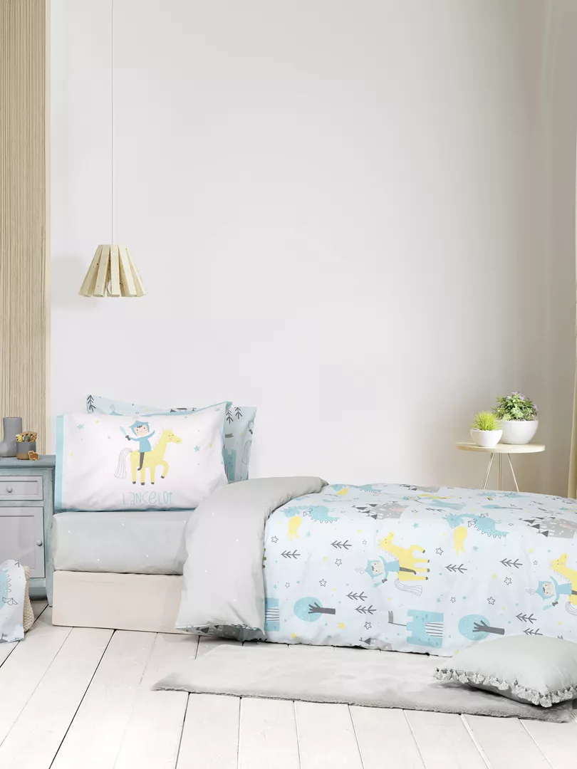 Φωτογραφία προϊόντος: Nima Home Σετ Παπλωματοθήκη Lancelot Γαλάζιο, Γκρι Μονή (1 x 160x240 + 1 Μαξιλαροθήκη 52x72)