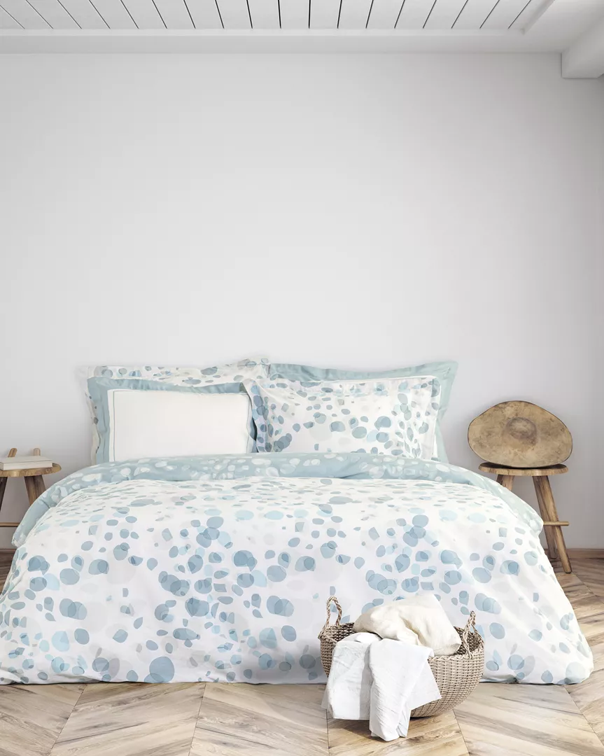 Φωτογραφία προϊόντος: Nima Home Σετ Σεντόνια Aesthetic Λευκό, Μπλε, Τιρκουάζ, Σιέλ Υπέρδιπλα (2 x 240x260 + 2 Μαξιλαροθήκες Oxford 4 πλευρών 52x72+5)
