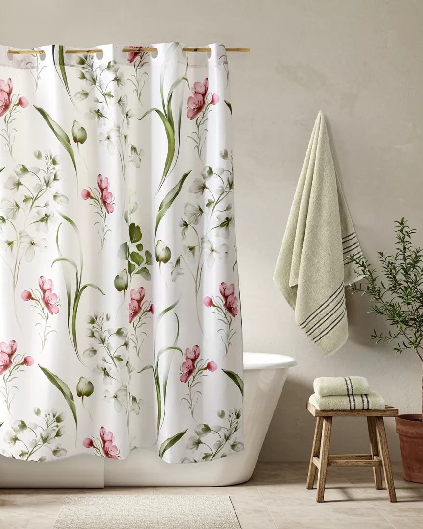 Φωτογραφία προϊόντος: Nima Home Κουρτίνα Μπάνιου Monica Ροζ, Πράσινο Κουρτίνα 180x200