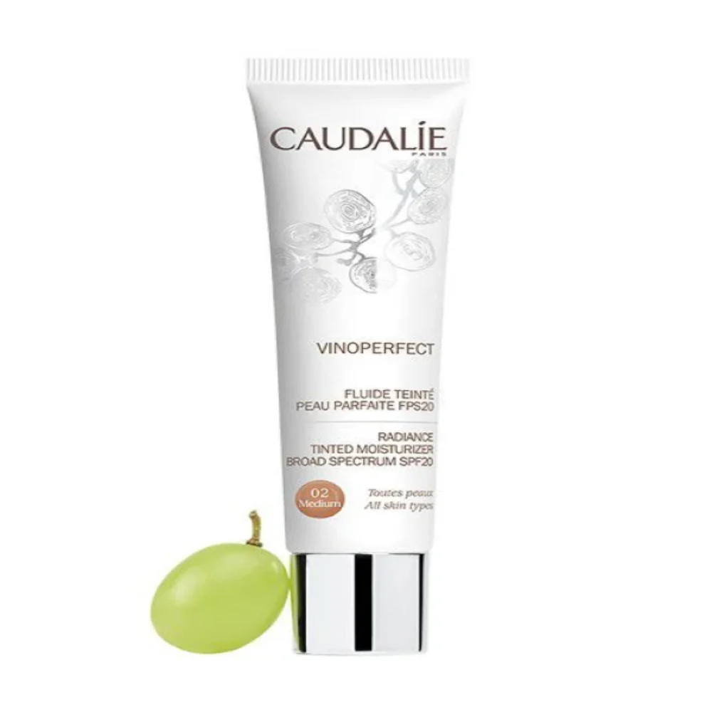 Φωτογραφία προϊόντος: Caudalie Vinoperfect Radiance Tinted Moisturizer Broad Spectrum SPF20 02 Medium – Κρέμα για Πανάδες με Χρώμα, 40ml