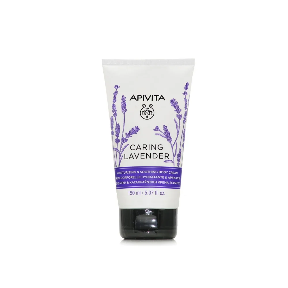 Φωτογραφία προϊόντος: Apivita Caring Lavender Ενυδατική Κρέμα Σώματος με Άρωμα Λεβάντα για Ευαίσθητες Επιδερμίδες 150ml