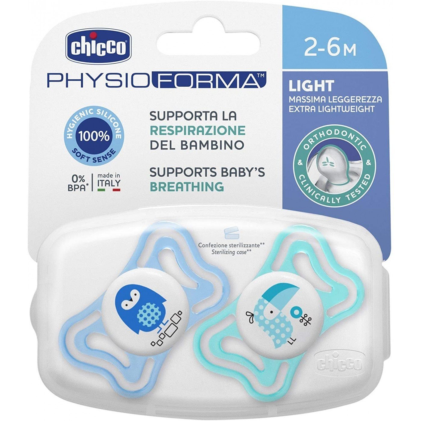 Φωτογραφία προϊόντος: CHICCO Physio Light Πιπίλα Σιλικόνης 2-6Μ (2 τμχ)