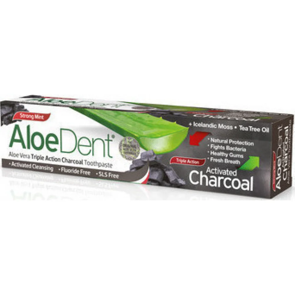 Φωτογραφία προϊόντος: AloeDent Triple Action Charcoal Οδοντόκρεμα με Ενεργό Άνθρακα, Χωρίς Φθόριο, 100ml