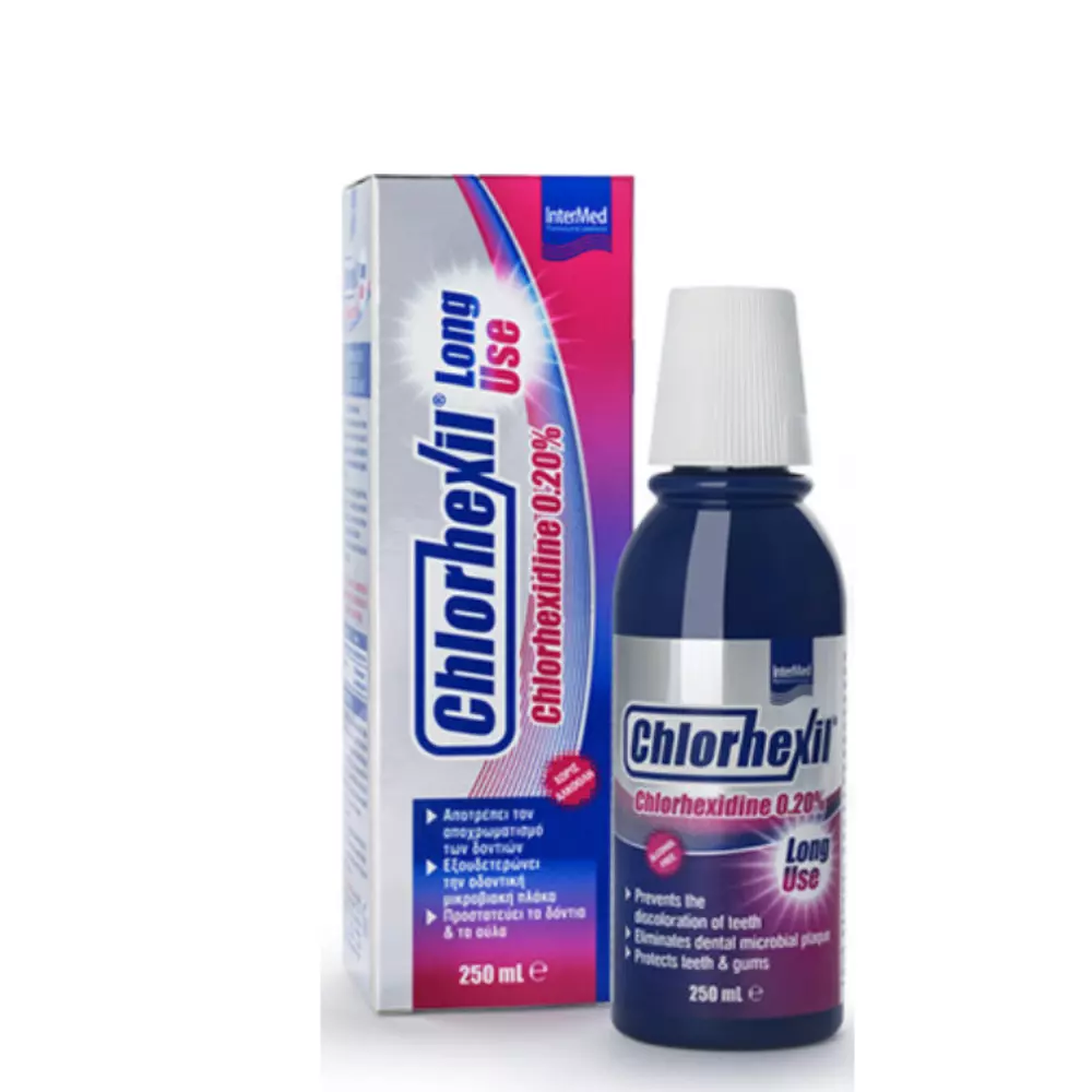 Φωτογραφία προϊόντος: Intermed Chlorhexil 0.20% Long Use Mouthwash Στοματικό Διάλυμα κατά της Πλάκας 250ml