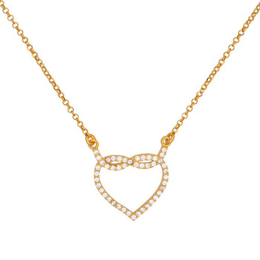 Φωτογραφία προϊόντος: Excite Fashion Jewellery Κολιέ Καρδιά με Άπειρο και Λευκά Ζιργκόν από Επιχρυσωμένο Ασήμι 925 K-115-AS-G-105