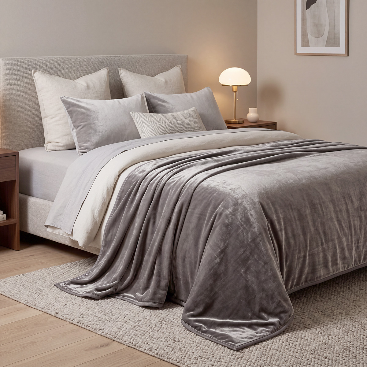 Φωτογραφία προϊόντος: Beauty Home Κουβέρτα υπέρδιπλη Velora Art 12550 100% polyester super soft 550gsm 220x240 Γκρι