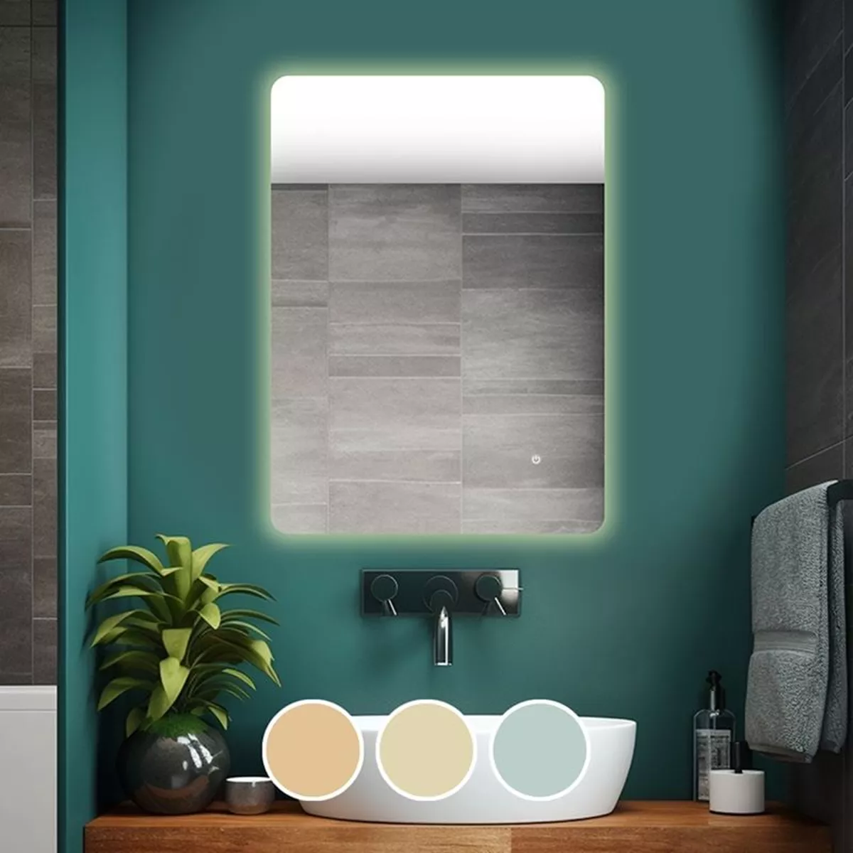 Φωτογραφία προϊόντος: Woodwell LED-5 Καθρέπτης Τοίχου - Φωτιζόμενος - Αφής, με 3 επιλογές εναλλαγής χρωμάτων 60x80cm