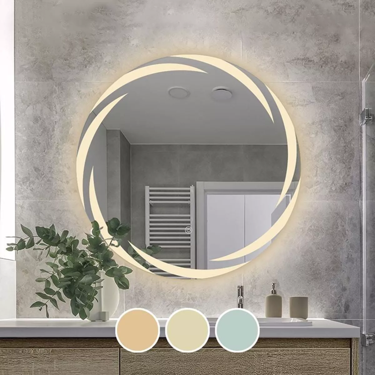 Φωτογραφία προϊόντος: Woodwell LED-1 Καθρέπτης Τοίχου - Φωτιζόμενος - Αφής, με 3 επιλογές εναλλαγής χρωμάτων Φ80cm