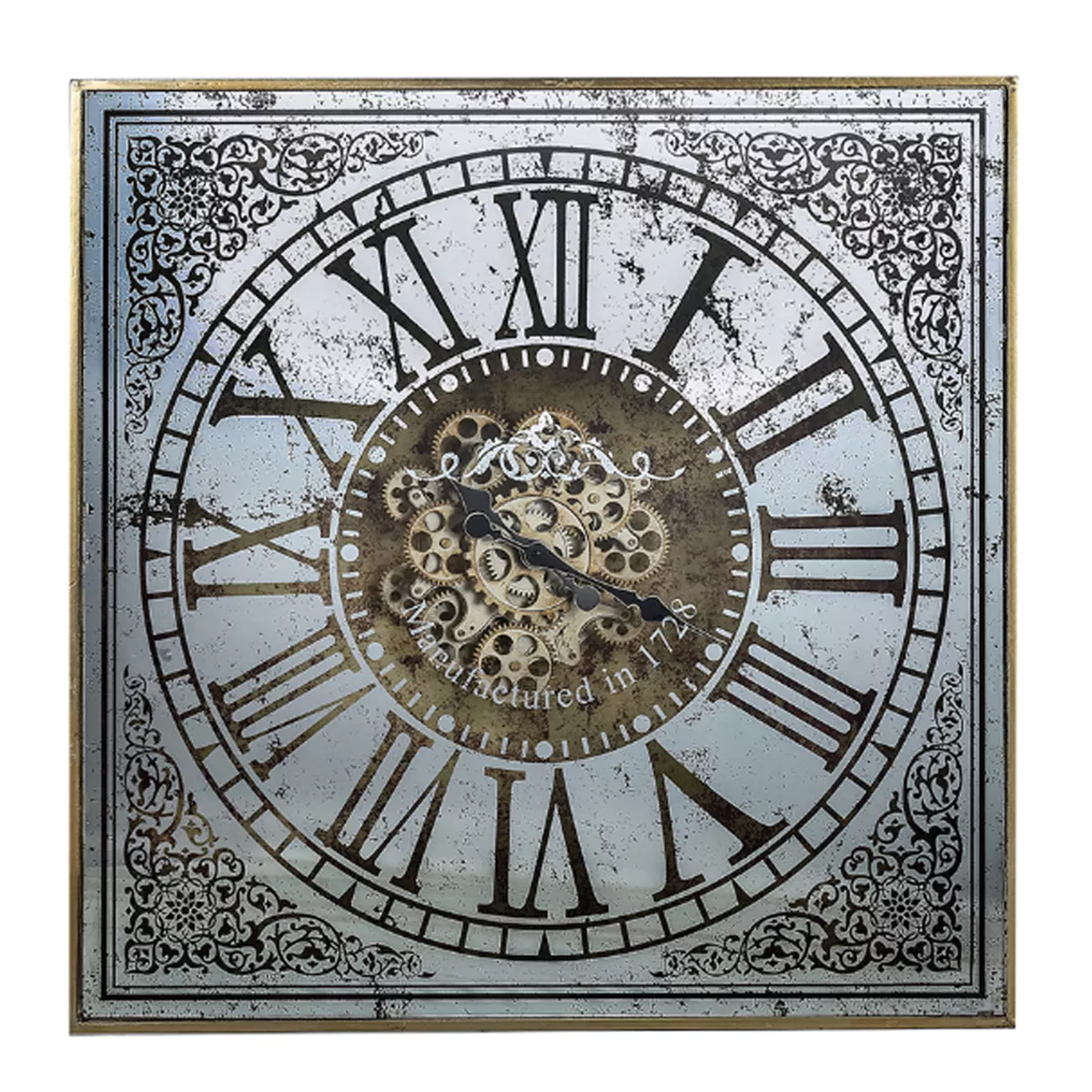 Φωτογραφία προϊόντος: Artekko Clock Ρολόι Τοίχου MDF με Καθρέφτη με Χρυσές και Ασημί Λεπτομέρειες (81.8x10.2x81.8)cm 81.79x10.16x81.79