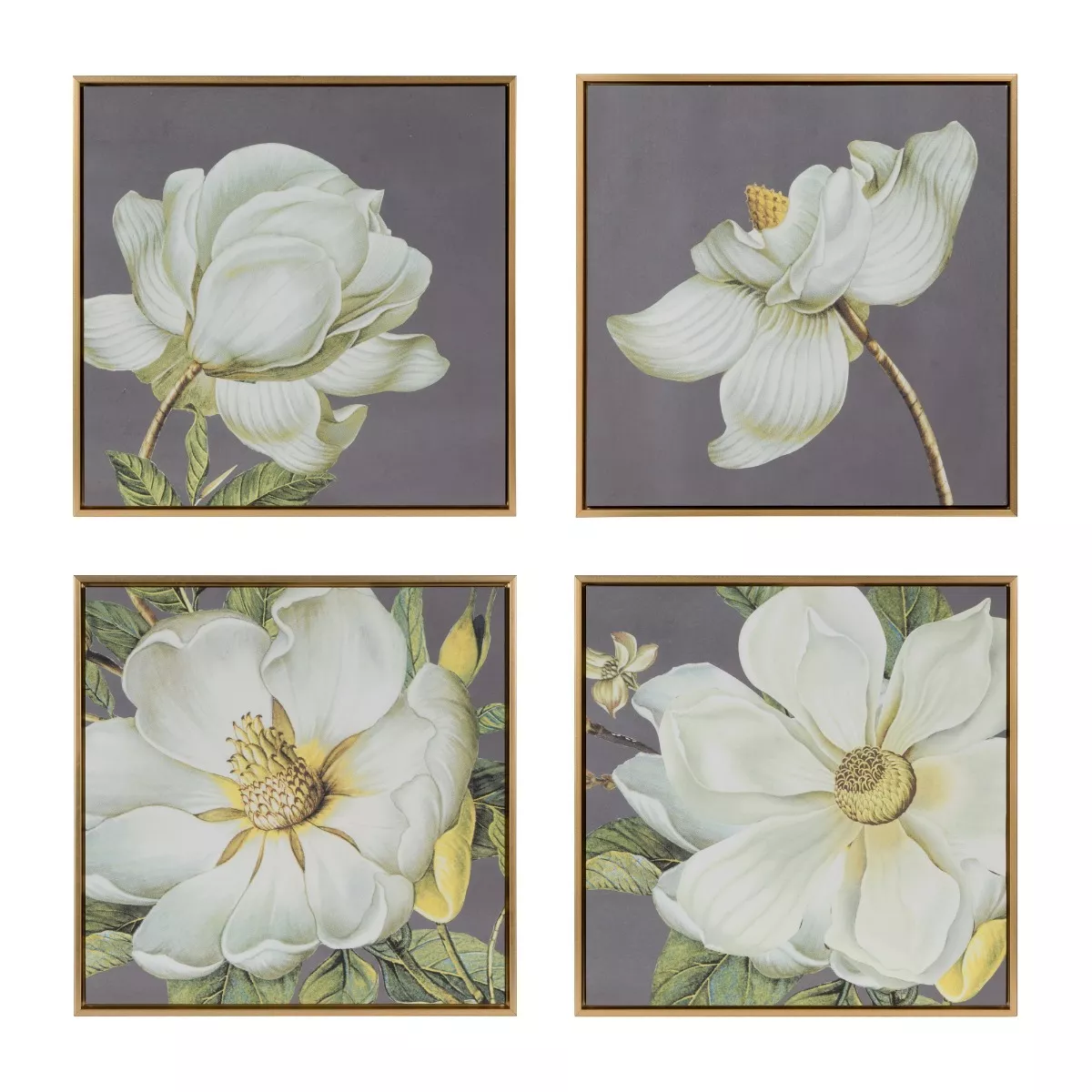 Φωτογραφία προϊόντος: Artekko Flower Διακοσμητικά Κάδρα με Χρυσή Κορνίζα (50x50x3.6)cm 4pcs 50x3.5x50