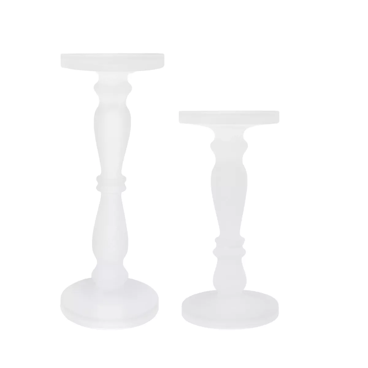 Φωτογραφία προϊόντος: Artekko Frosted Γυάλινο Λευκό Κηροπήγιο (13x13x35.5)cm 2psc 13x13x35.5