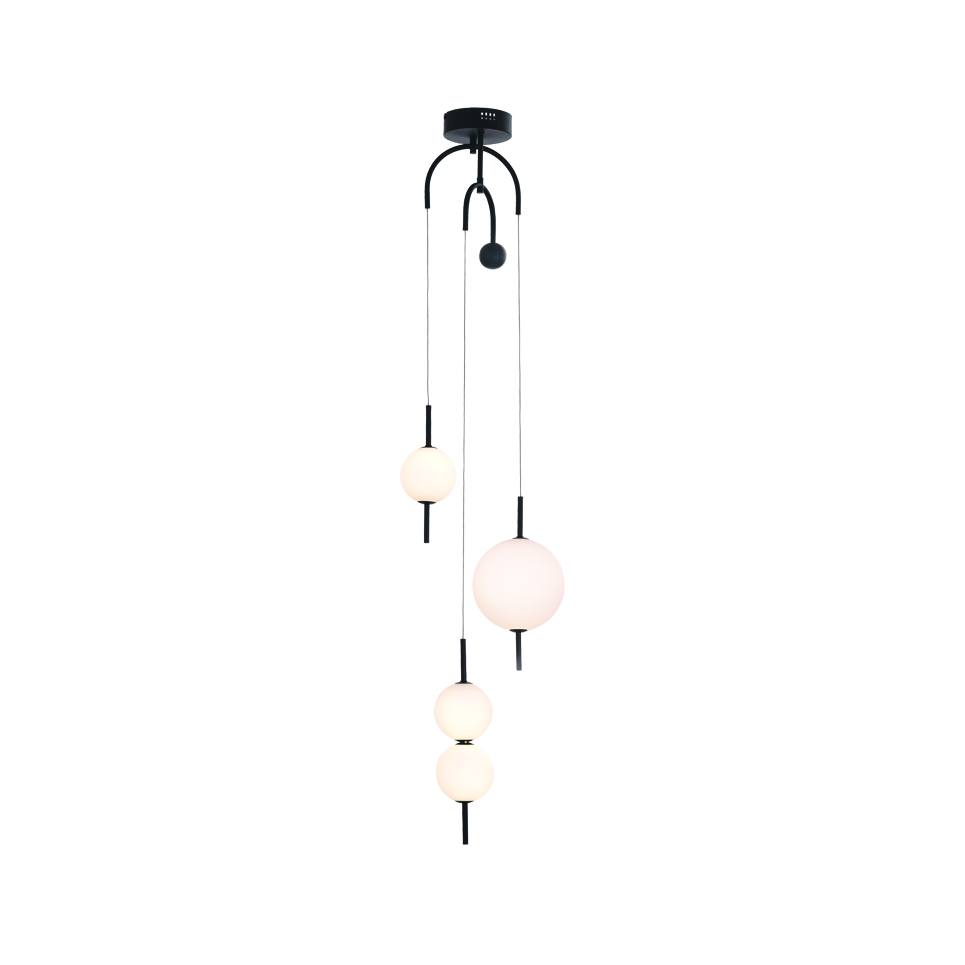 Φωτογραφία προϊόντος: ACALIGHT AMELIA Κρεμαστό Φ/Σ LED 19W 3000K 1950lm Μαύρο Μεταλλικό + Λευκό Γυαλί (D37xH150cm) TNK323LED19P