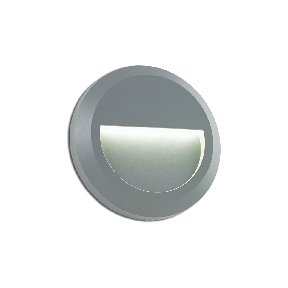 Φωτογραφία προϊόντος: ACALIGHT SLIM02N LED τοίχου στρογγυλό γκρι, 230V AC, IP65, 2W, 3000K, 100lm, RA80