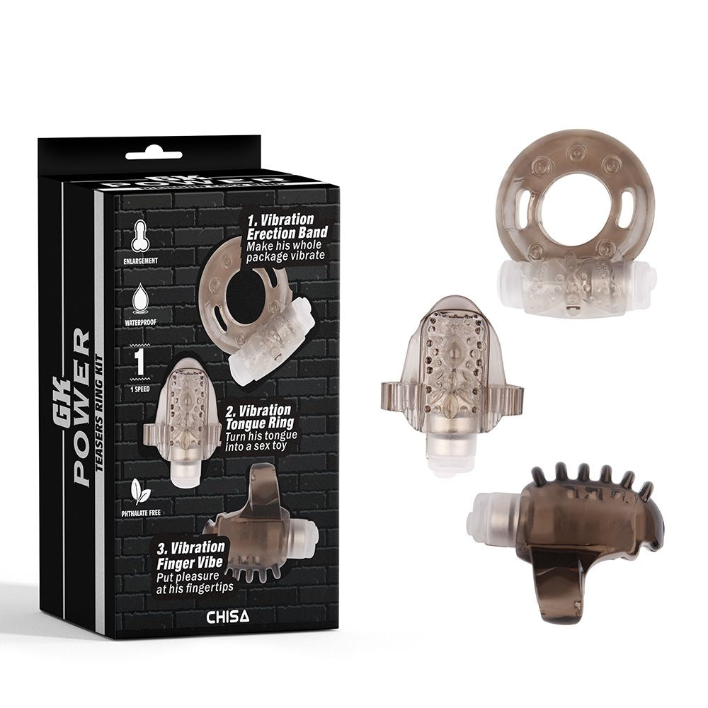 Φωτογραφία προϊόντος: Chisa Σετ Δακτυλίων Teasers Ring Kit – 3τμχ με Δόνηση