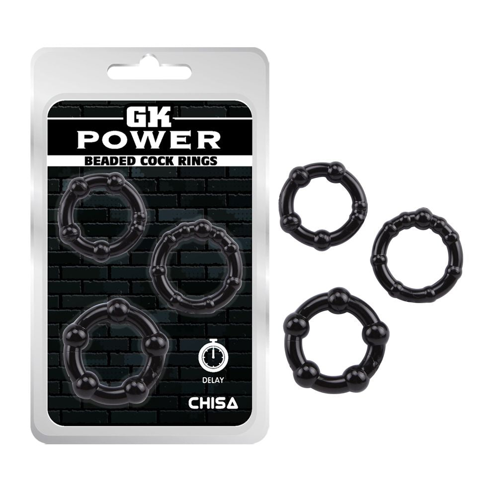 Φωτογραφία προϊόντος: Chisa Beaded Black – Σετ 3 Τεμαχίων Ανατομικών Δαχτυλιδιών Πέους