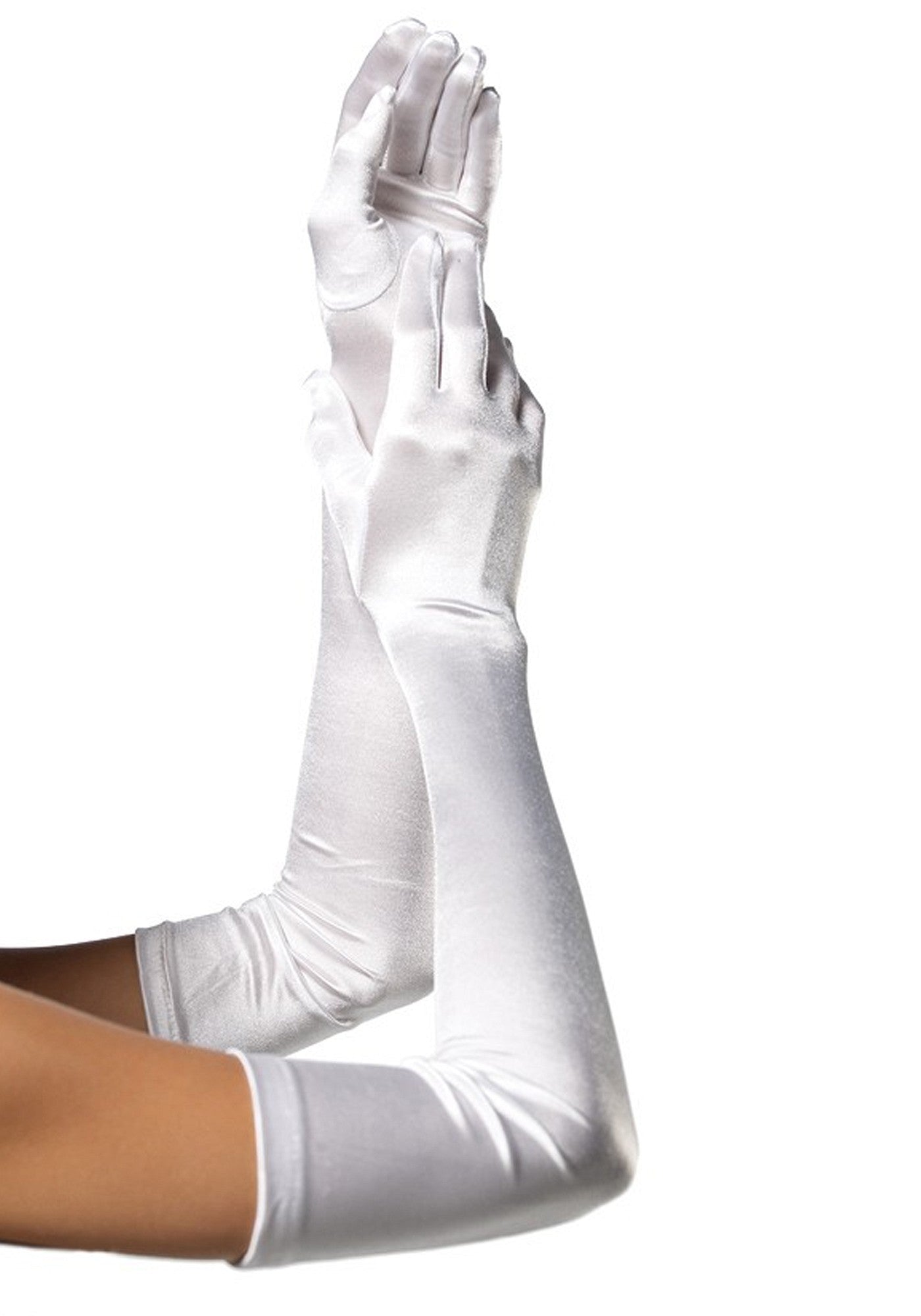 Φωτογραφία προϊόντος: Λεωφόρος ποδιών White Extra Long Satin Gloves – Μακριά Σατέν Γάντια σε Λευκό Χρώμα