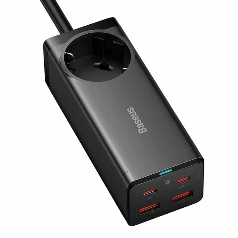 Φωτογραφία προϊόντος: Baseus Βάση Φόρτισης GaN3 Pro 100W: 2 USB-A + 2 USB-C (Μαύρο) με Quick Charge 4.0