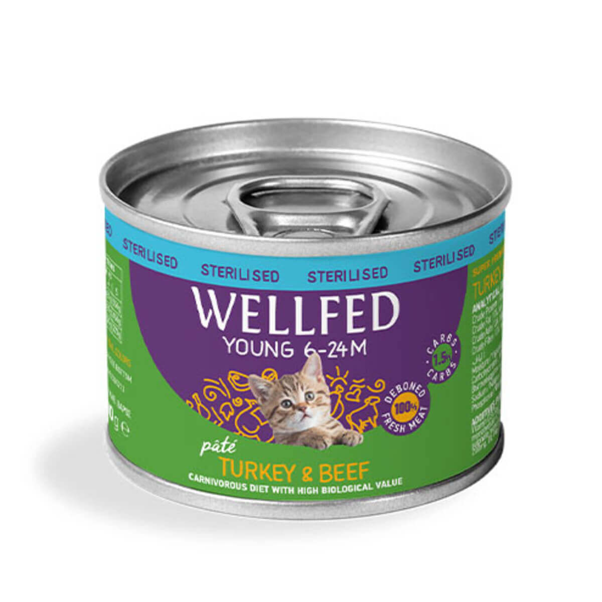 Φωτογραφία προϊόντος: Wellfed Young 6-24 Months Sterilised Γαλοπούλα & Βοδινό 200gr