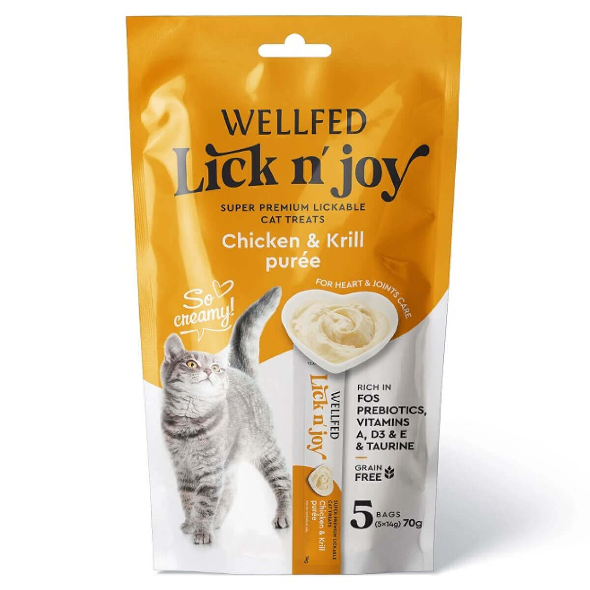 Φωτογραφία προϊόντος: Wellfed Lick n' Joy Κρεμώδης Λιχουδιά Γάτας με Κοτόπουλο & Κριλ 70gr