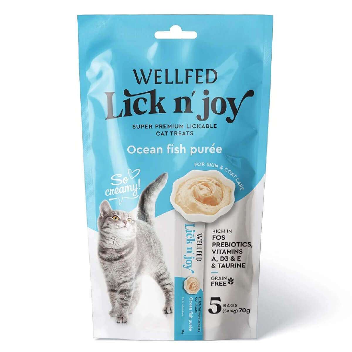 Φωτογραφία προϊόντος: Wellfed Lick n' Joy Κρεμώδης Λιχουδιά Γάτας με Ψάρια Ωκεανού 70gr