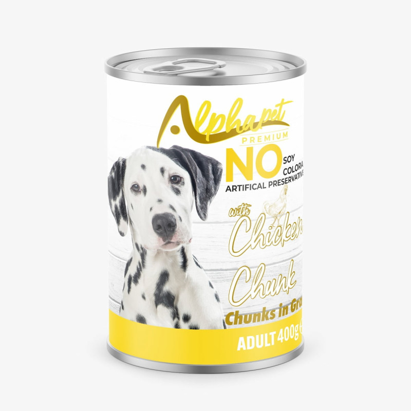 Φωτογραφία προϊόντος: Alphapet Premium Κονσέρβα 400gr για Ενήλικους Σκύλους με Κοτόπουλο σε Σάλτσα (Chunks in Gravy)