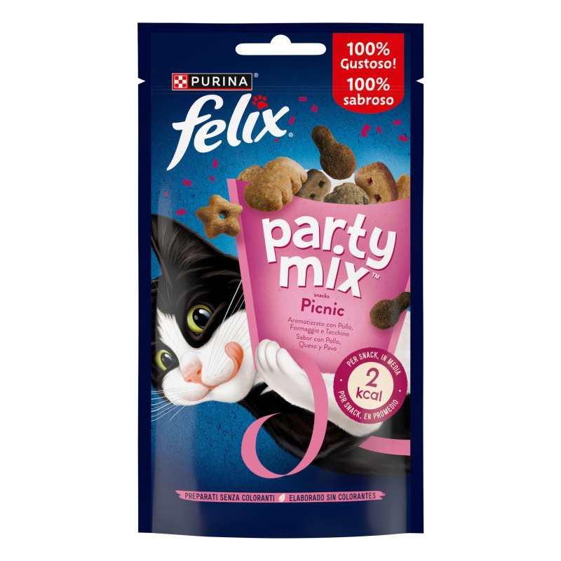 Φωτογραφία προϊόντος: Purina Felix Felix Party Mix Snacks Picnic με Γεύση Κοτόπουλο, Τυρί και Γαλοπούλα 60gr