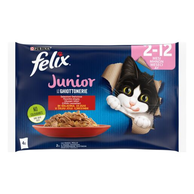 Φωτογραφία προϊόντος: Purina Felix Felix Junior Agail Βοδινό & Κοτόπουλο σε Ζελέ 4x85g